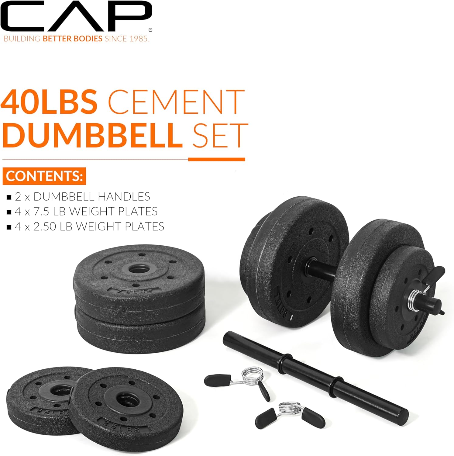 CAP Barbell 40-Pound Adjustable Cement Dumbbell Set – Versatile Weights for Home Gym Excellence - Image 2
