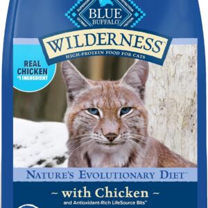 Blue Buffalo Wilderness Nature’s Evolutionary Diet High-Protein, Grain-Free Natural Dry Food for Adult Cats, Chicken, 2-lb. Bag
