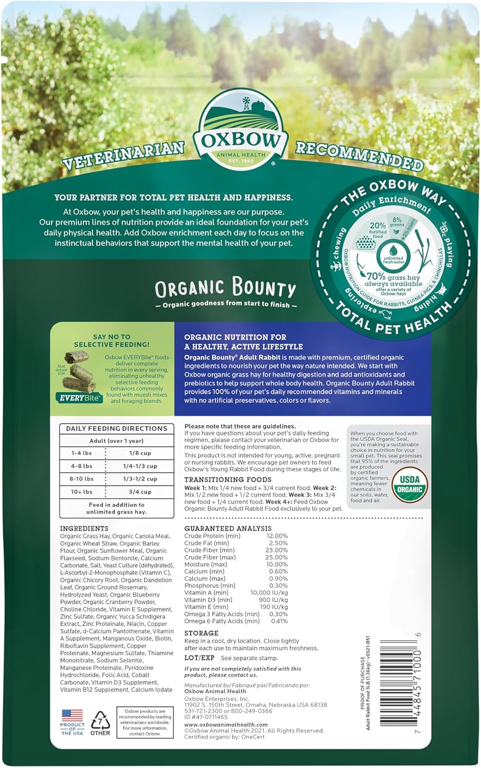 Oxbow Animal Health Organic Bounty Adult Rabbit Food - All Natural Rabbit Pellets - 3 lb. - Image 3