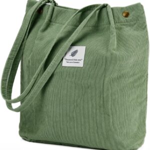 Corduroy Tote Bag Cute Tote Bags for Women Shoulder Bag with Inner Pocket for Work Beach Travel and Shopping Grocery