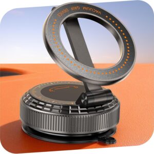 Pure Zinc Alloy Vacuum Magnetic Phone Holders for Your Car [105+LBS Suction & 3800gf Magnetic] 360° Adjustable Magsafe Car Phone Holder Mount for iPhone 17 16 15 14 13 12 Series & Android