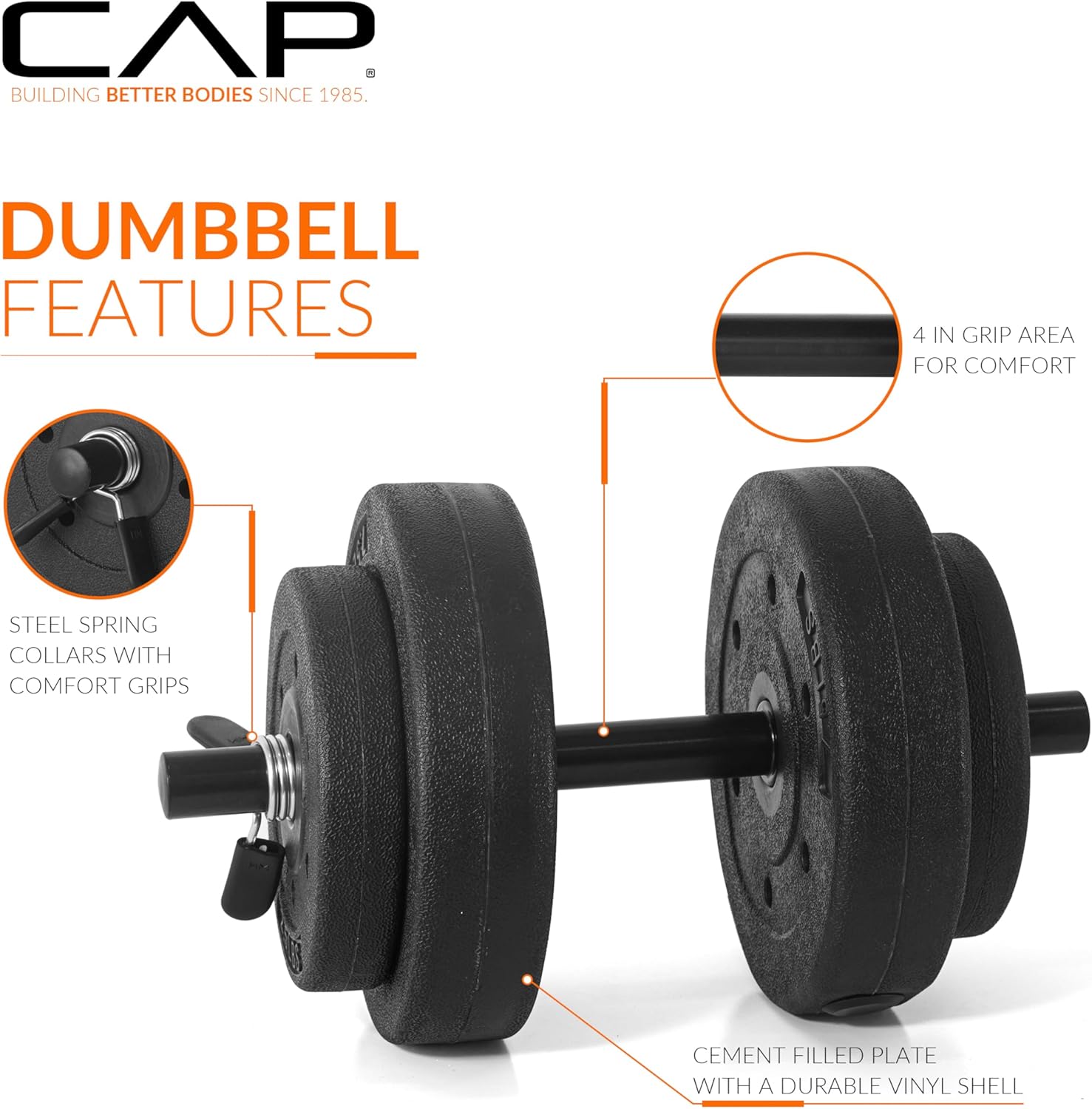 CAP Barbell 40-Pound Adjustable Cement Dumbbell Set – Versatile Weights for Home Gym Excellence - Image 3