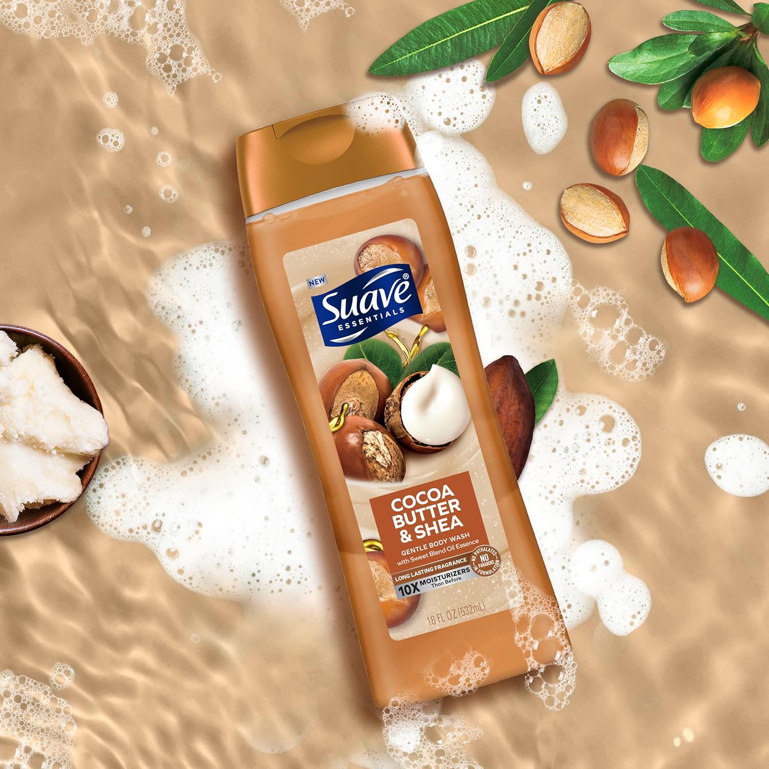 Suave Moisturizing Body Wash, Cocoa Butter and Shea with Vitamin E Extract, No Parabens, No Phtahaltes, 18 Oz Pack of 6 - Image 8