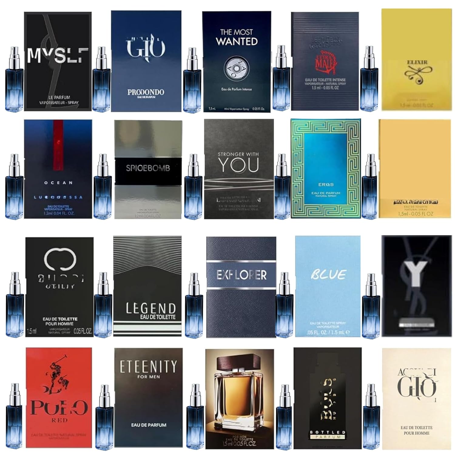 M&H Luxury Mens Cologne Sampler Sets (4 or 8 bottles, 9ml each) - Choose Your Own Designer Cologne Samples for Men - Travel Size Perfumes Gift, Men Colognes Sampler Set with Gift box and Travel Pouch