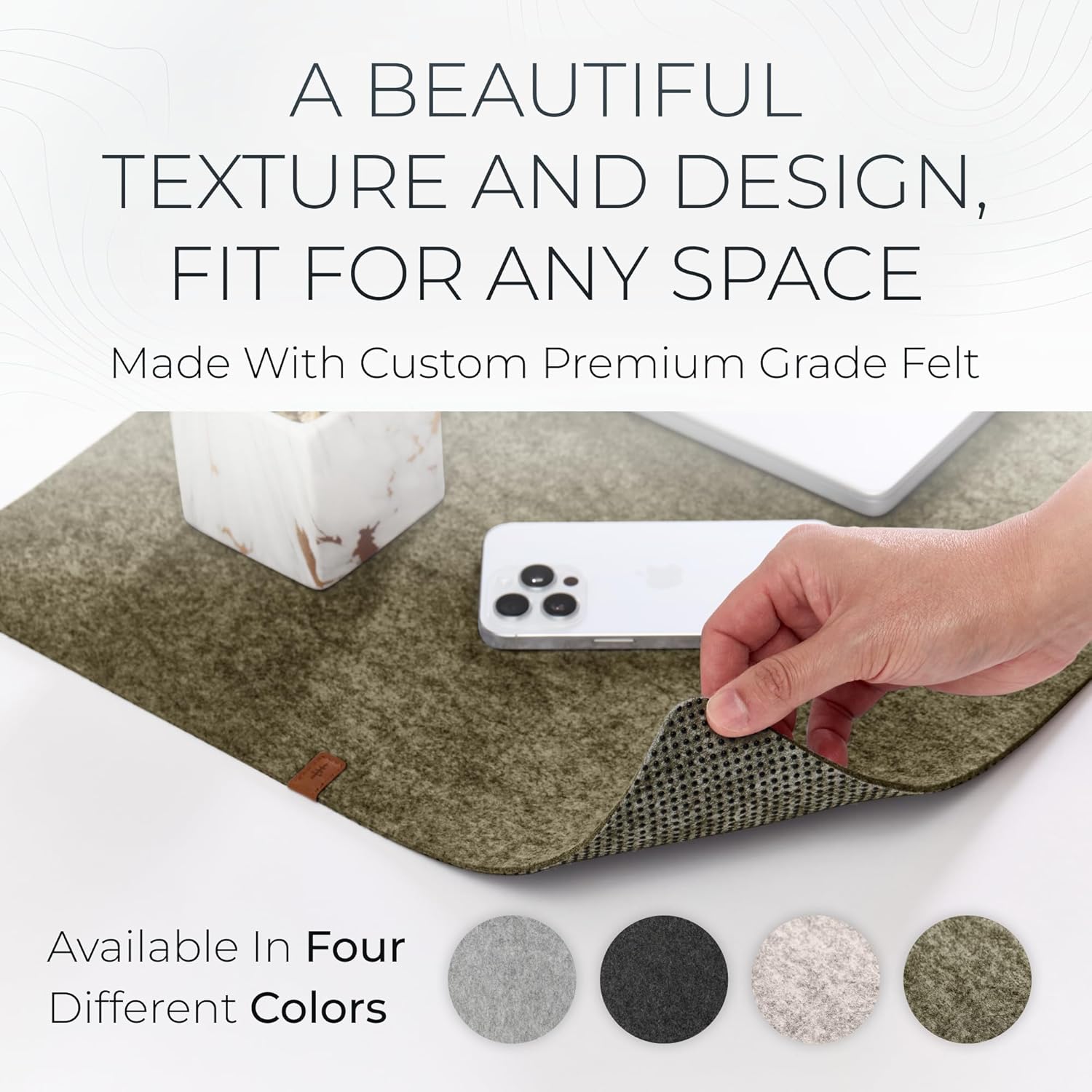 Nordik Large Felt Desk Mat – Timber Moss Green – 35 x 17 inch – Computer Desk Mat – Keyboard and Mouse Pad – Large Desktop Felt Pad - Image 2