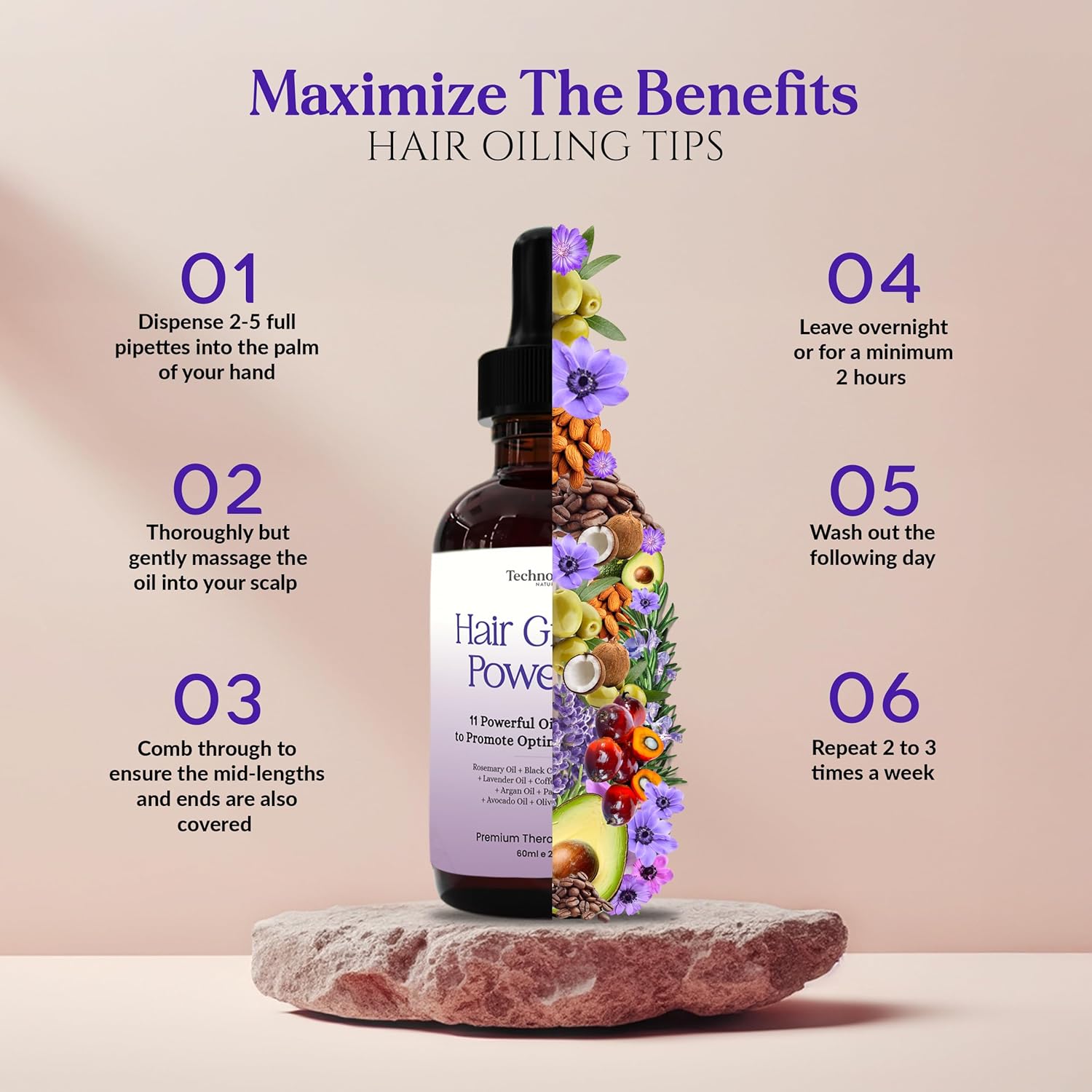 Rosemary Oil With Black Castor, Batana, Lavender, Coffee, Coconut, Argan, Avocado, Olive, Almond & Parsley Seed Oil, 11 Oils Infused for Ultimate Hair Growth & Care for Stronger, Thicker Hair - Image 9
