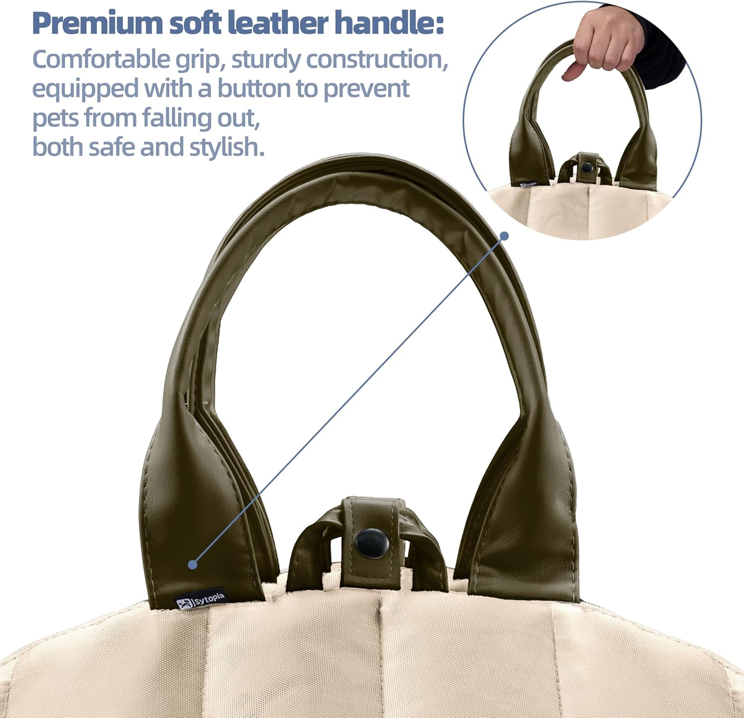 Sytopia Small Dog Carrier Purse, Portable Pet Carrier Tote Carrier with Pockets, Adjustable Safety Leash, Waterproof Dog Travel Bag, Travel Pets Purse up to 4 Lbs, Cream Beige - Image 7