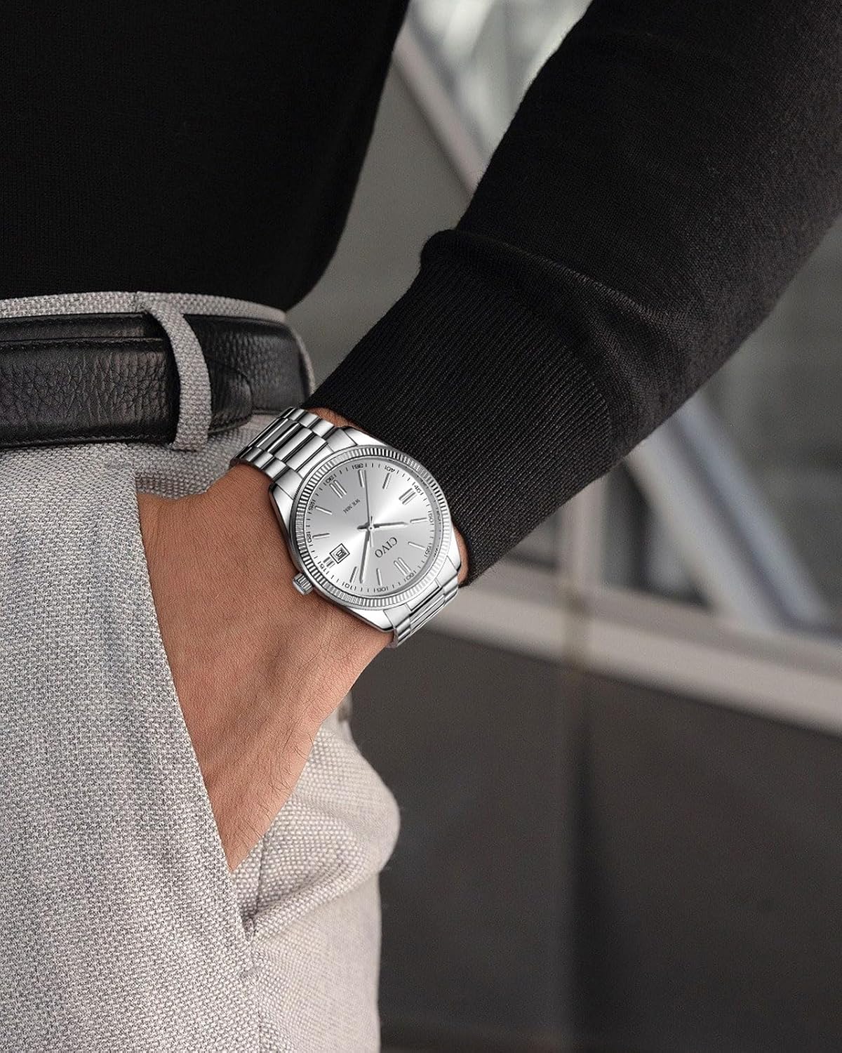 CIVO Analog Mens Watches Silver: Wrist Watches with Date Easy to Read - Dress Stainless Steel Watch for Men Gifts for Husband Father at Birthday Anniversary - Image 5