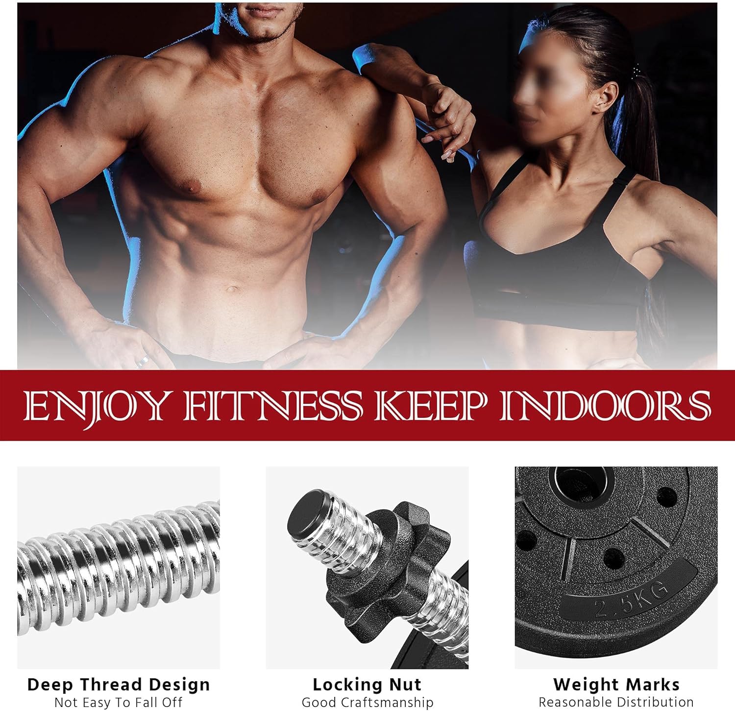 Yaheetech Adjustable Dumbbells Weight Set Dumbbell Weights Exercise & Fitness Equipment w/ 4 Spinlock Collars for Women & Men Home Gym Strength Training - Image 5