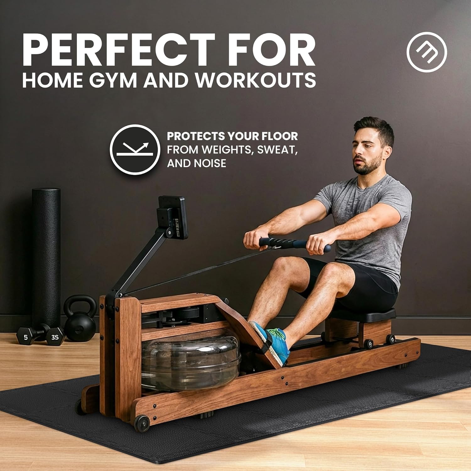 bemaxx Gym Mats Set - 18 pcs EVA Interlocking Foam Floor Tiles (12.6"x12.6"x0.4") 18sqft Protective Gym Flooring Sports Home Workout Exercise Mats Puzzle Garage Fitness Play-Room Pool Treadmill Bike - Image 6