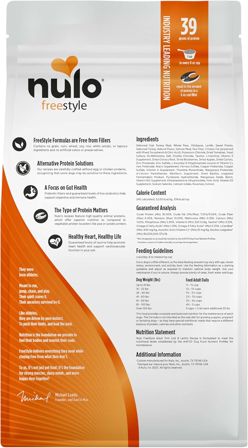 Nulo FreeStyle Adult Trim Dry Dog Food - High Protein Grain Free Dog Food for Healthy Weight Management, Natural Kibble with Probiotics, L-Carnitine and Fiber for Small, Medium, Large Breeds, 6lb Bag - Image 11