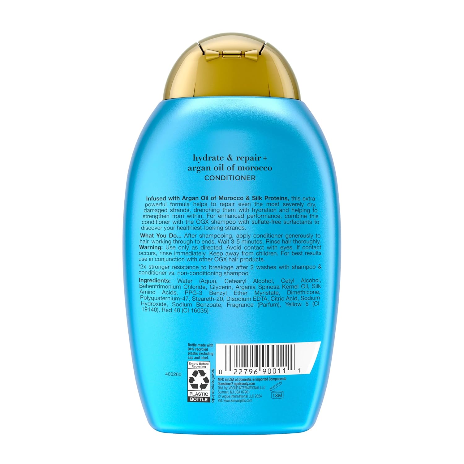OGX Extra Strength Hydrate & Repair + Argan Oil of Morocco Conditioner for Dry, Damaged Hair, Cold-Pressed Argan Oil to Moisturize Hair, Paraben-Free, Sulfate-Free Surfactants, 13 Fl Oz - Image 9