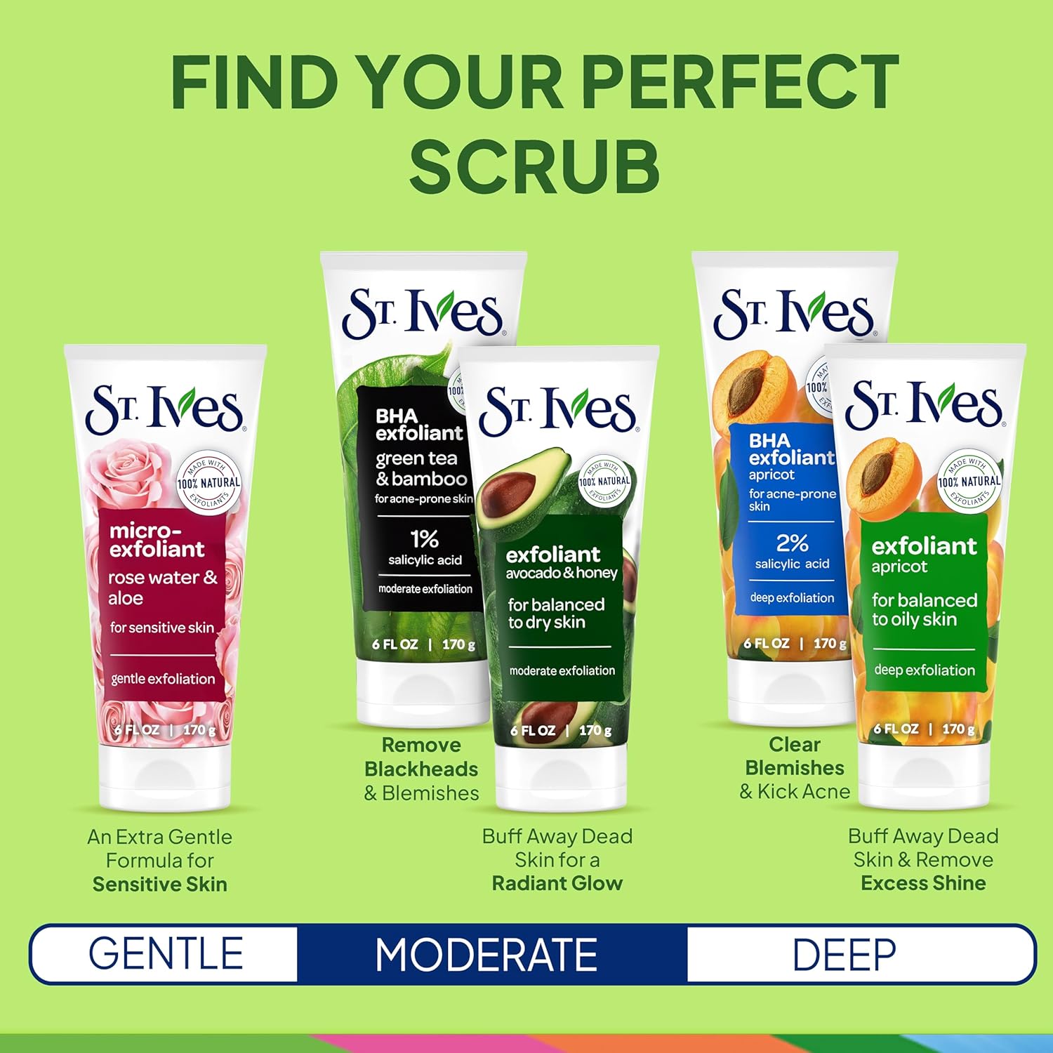 St. Ives Blackhead Clearing Face Scrub, Clears Blackheads & Unclogs Pores, Green Tea & Bamboo, Salicylic Acid Acne Treatment Facial Scrub, Moderate Exfoliator Skin Care with Natural Exfoliants 6 oz - Image 8