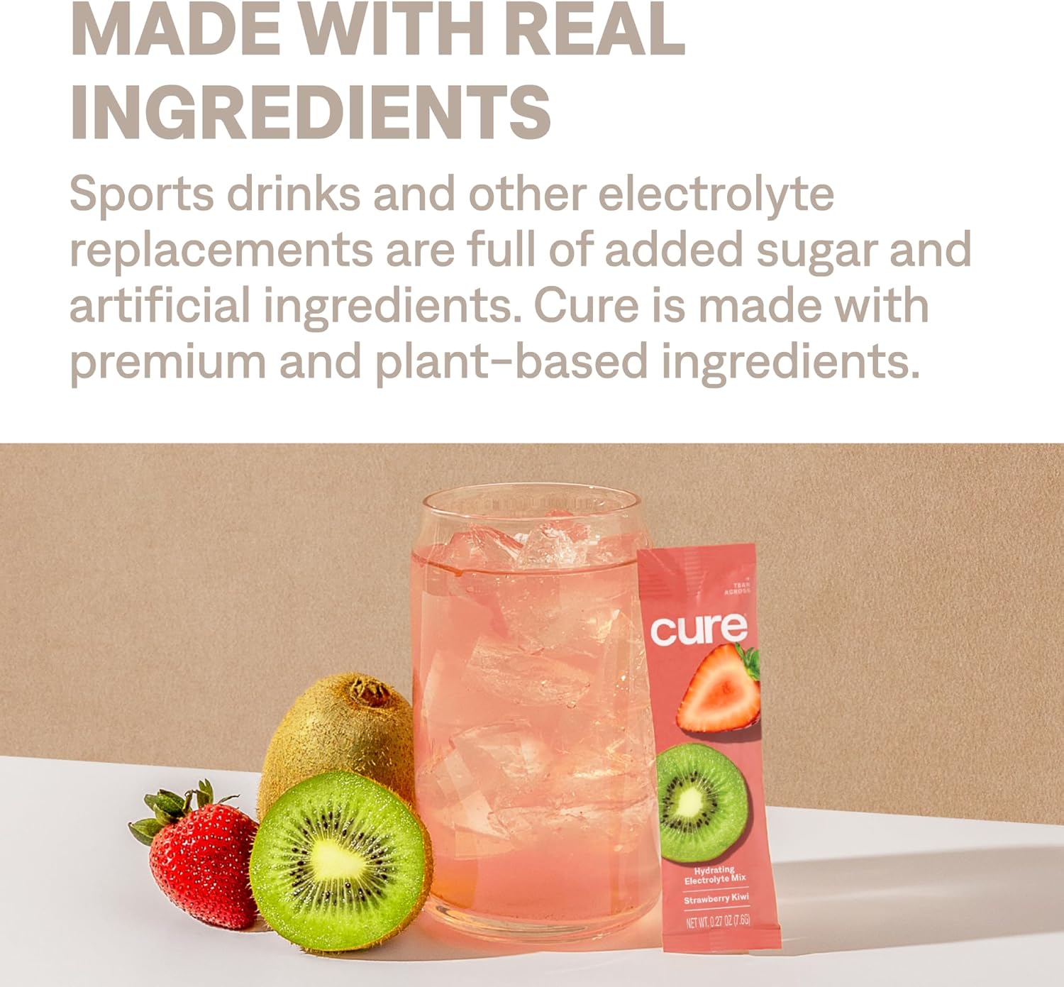 Cure Hydration | Plant-Based Electrolyte Drink Mix | No Added Sugar | FSA-HSA | Dehydration Relief Powder Made with Coconut Water | Non-GMO | Vegan | Pouch of 14 Packets - Strawberry Kiwi - Image 7
