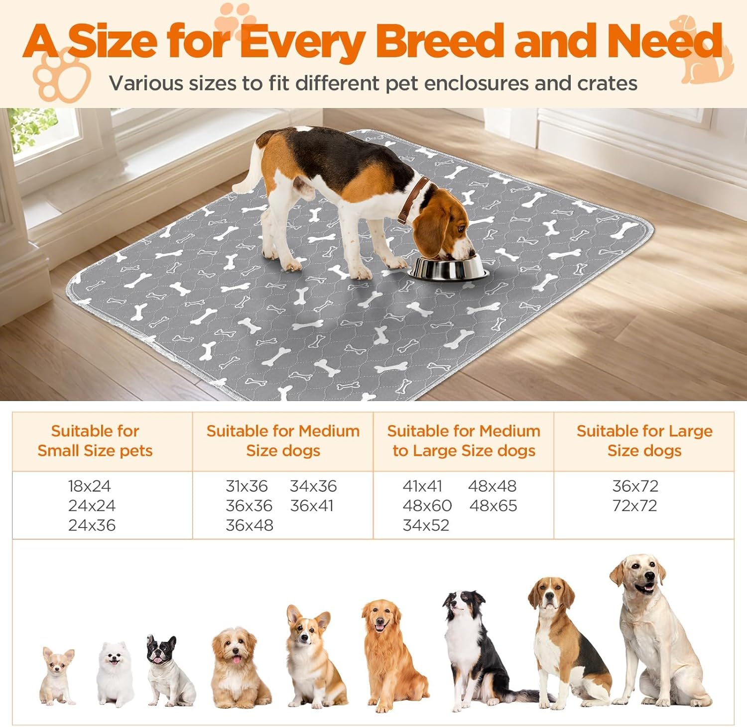 Washable Pee Pads for Dogs, 2Pack Reusable Puppy Pads, Fast Absorbent Dog Pee Pads for Crate Pet Training Pads, Waterproof Whelping Pads for Dogs Bed Mat Crate Indoor (Grey, 18x24) - Image 2