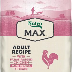 Nutro Max Mini Chunk Dry Dog Food, Adult Dog Food Dry Recipe with Farm-Raised Chicken, 25 lb. Bag