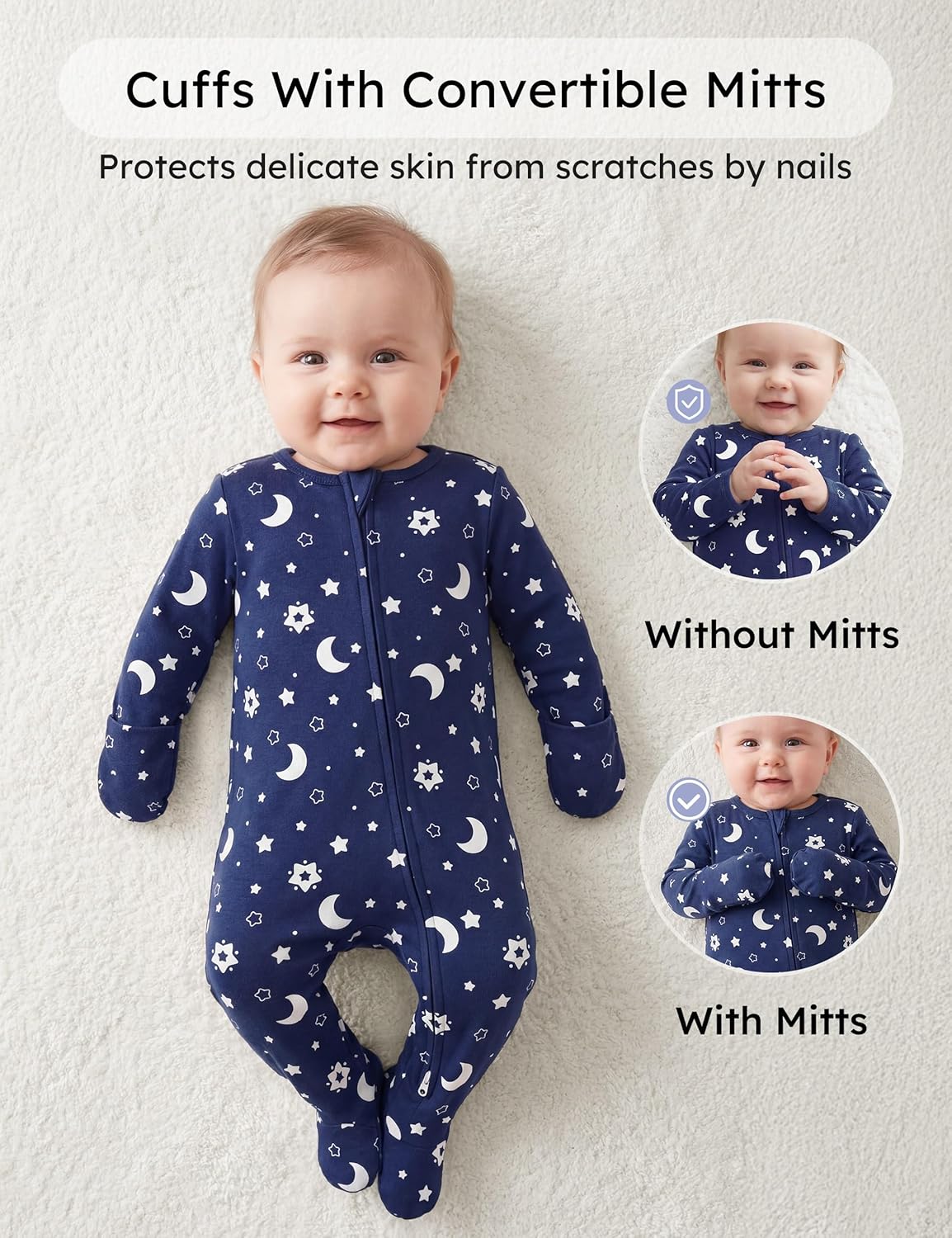 Yoofoss Baby Pajamas 100% Organic Cotton Baby Sleepers for Newborn 0-3 3-6 6-9 Months Boys Girl Clothes 3pcs Footed PJs - Image 4