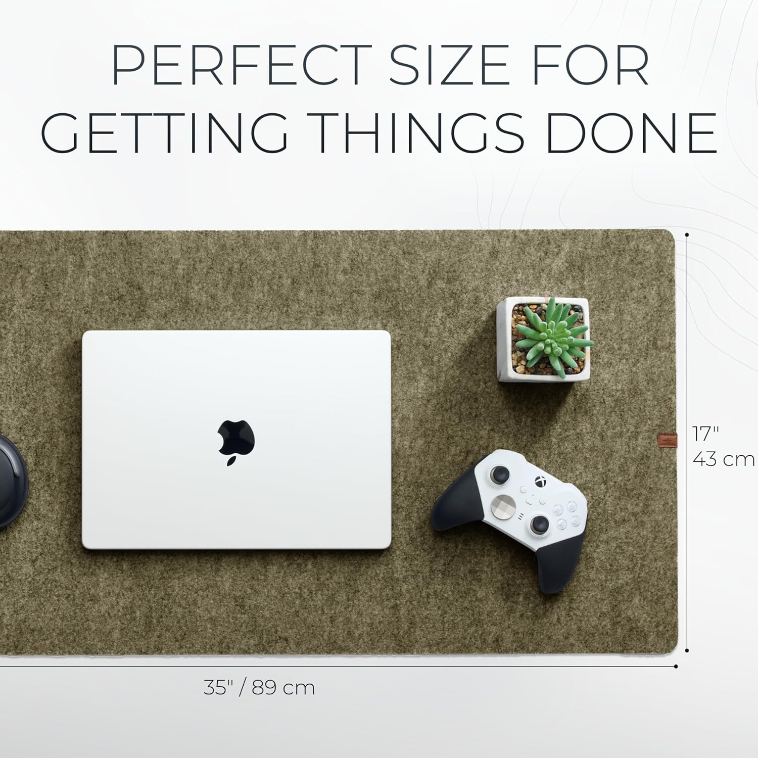 Nordik Large Felt Desk Mat – Timber Moss Green – 35 x 17 inch – Computer Desk Mat – Keyboard and Mouse Pad – Large Desktop Felt Pad - Image 3