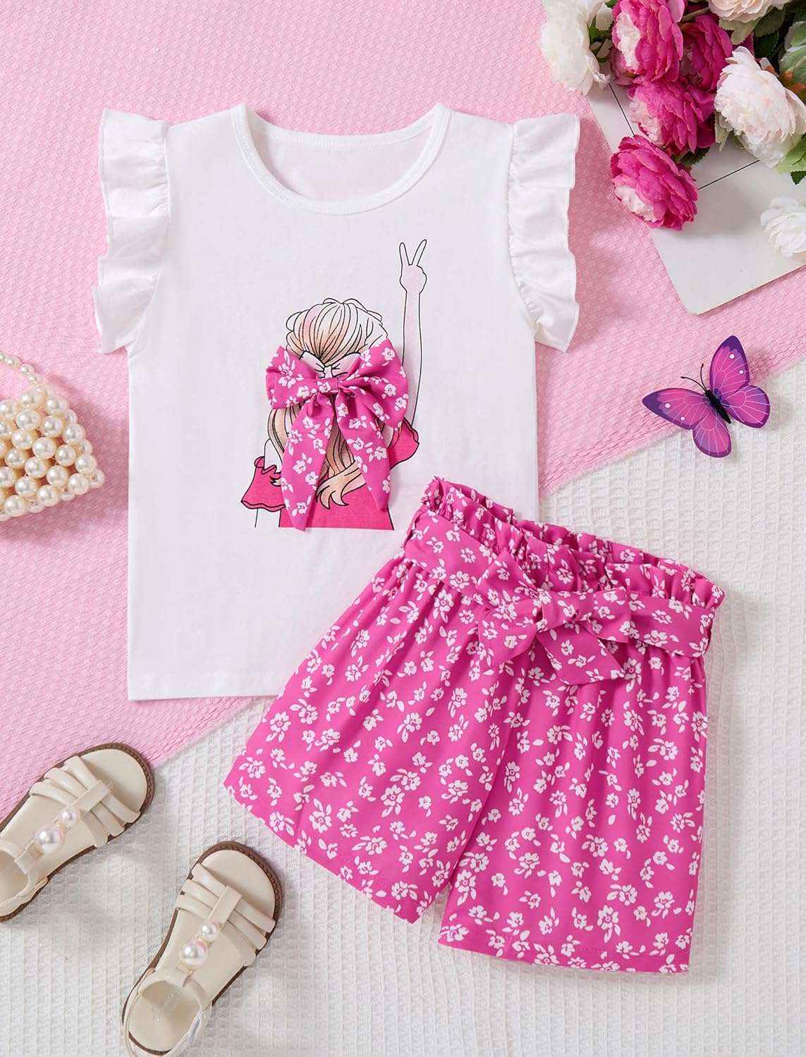 Girls Summer Outfits Cute Sleeveless Top High Waisted Short Sets with Pockets Teen Girl Clothes Size 6-14 T - Image 9