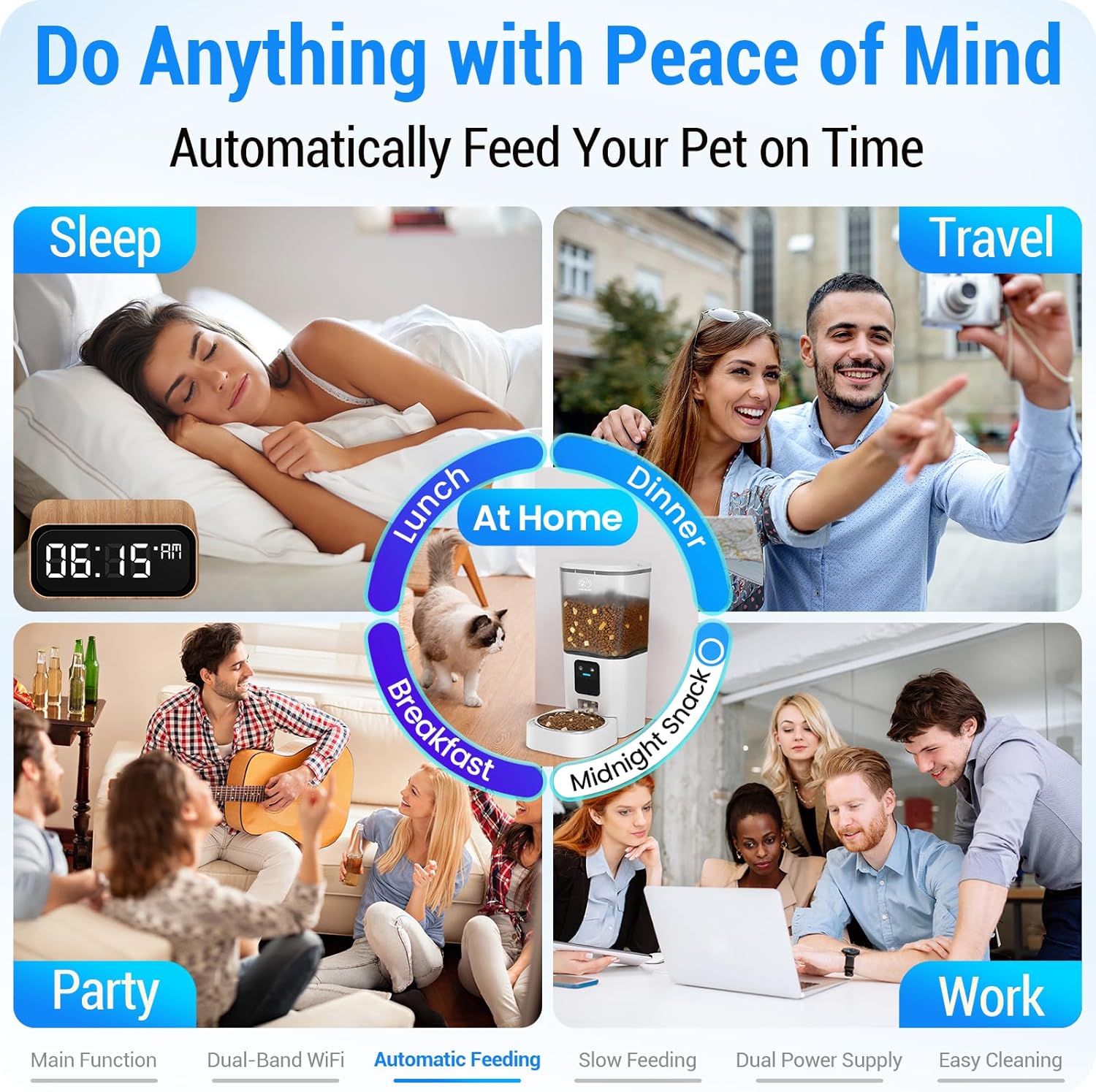Automatic Cat Feeder with 5G WiFi: Automatic Dog Feeder with Slow Feed & Smart APP Control, 7L Timed Auto Cat Food Dispenser with Alexa for Pets, Detachable for Easy Cleaning - 29 Cups - Image 4