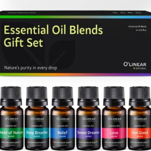 O’linear Essential Oils 6 Blends Set – Perfect for Humidifiers and Diffusers, Aromatherapy Diffuser Oils Scents, Essential Oil Kit for Home Use, Essential Oil Pack with Various Scents