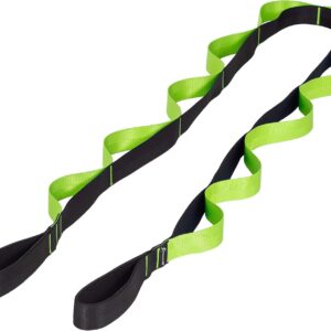 ProsourceFIt Multi-Loop Stretching Strap 8 Ft for Yoga, Pilates, Physical Therapy, Sports, Dance & Gymnastics to Improve Posture, Increase Flexibility and Mobility, 3 dual-toned colors available