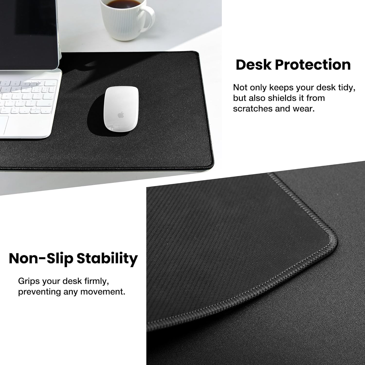 ALOANES Large Gaming Mouse Pad with Non-Slip Rubber Base,Stitched Edge,Desk mat for Laptop,Computer & PC, Wristing Pad for Gamer,Office & Home,Classic Black XL 11.81''x31.50''x0.12'' - Image 4