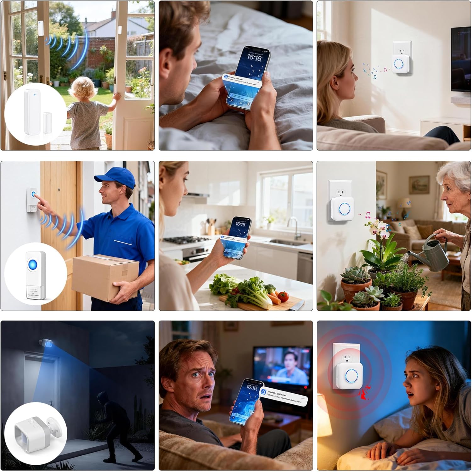 WiFi Sensor, Smart Motion Detector Kit with Phone App Alerts, Includes Gateway Hub, PIR Motion Sensor, Doorbell Button, Door Sensor, DIY Burglar Alarm for Home Business Apartment (Only 2.4GHz) - Image 5
