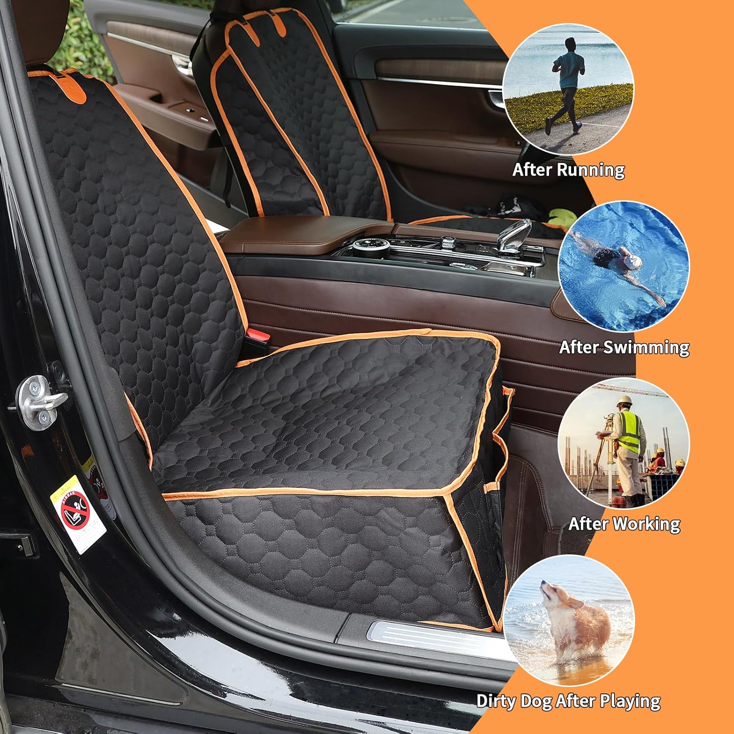 1 Pack Front Seat Car Cover, Waterproof Dog Car Seat Cover, Non-Slip & Scratch-Proof, Pet Car Seat Protector with Side Flaps and Storage Pocket, Car Seat Cover for Most Cars, Trucks and SUVs - Image 3