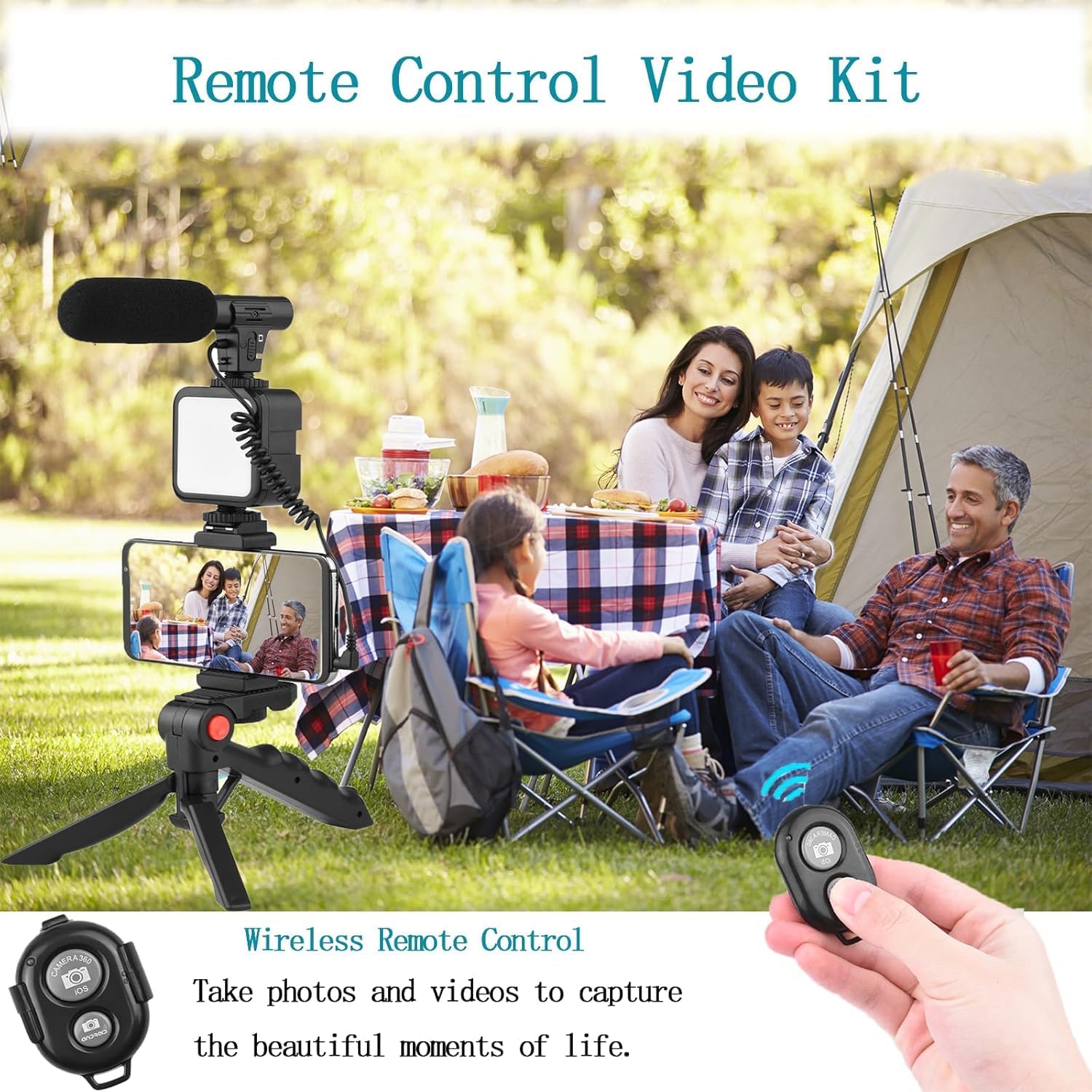 Phone Vlogging Kit with Microphone, LED Light & Tripod – Smartphone Video Recording Kit with Remote for YouTube, TikTok & Content Creators - Image 3