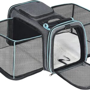 Pesen Expandable Dog & Cat Carrier, Airline Approved Soft Pet Carrier, Breathable & Collapsible Design, Ideal for Small Dogs, Cats, Rabbits and Other Small Animals – Larger Expansion Area for Comfort