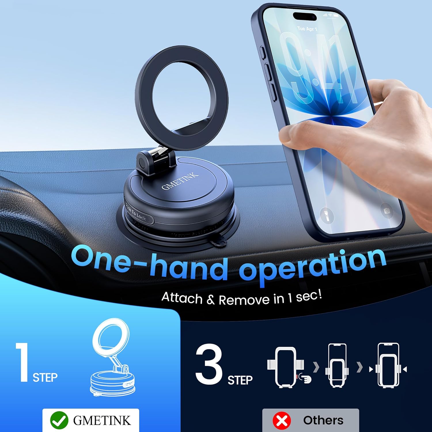 Car Phone Holder for Magsafe—360° Rotation and Dual-axis Adjustment Phone Mount, Up to 78LBS Suction, Compatible with Magsafe Case, for iPhone 17, 16, 15, 14, 13,12Series,Galaxy Ultra/26+/26 - Image 7
