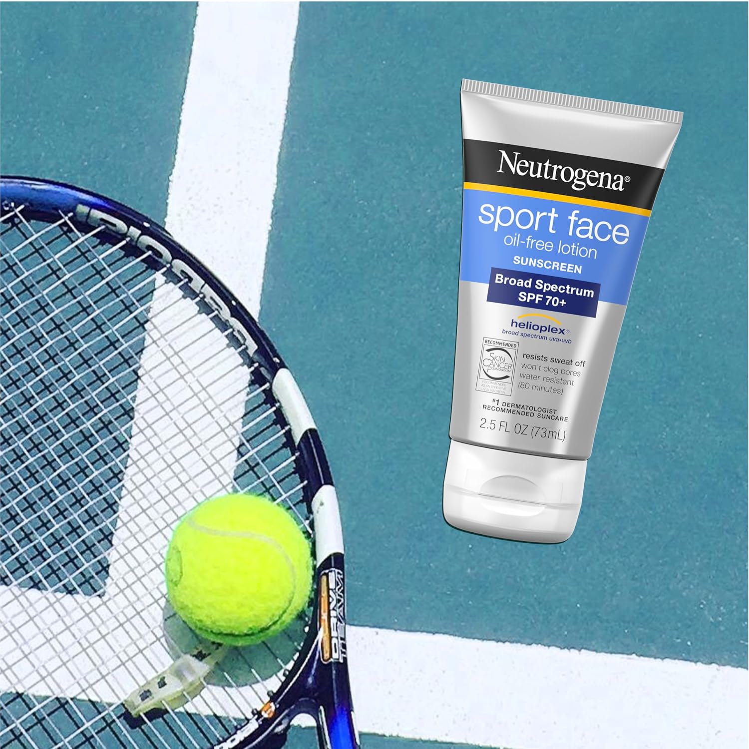 Neutrogena Sport Face Sunscreen SPF 70+, Oil-Free, 2.5 fl oz, Sweat & Water-Resistant, Broad-Spectrum UVA/UVB, Nourish & Restore Skin Balance, Oxybenzone Free Sunscreen For Face - Image 2