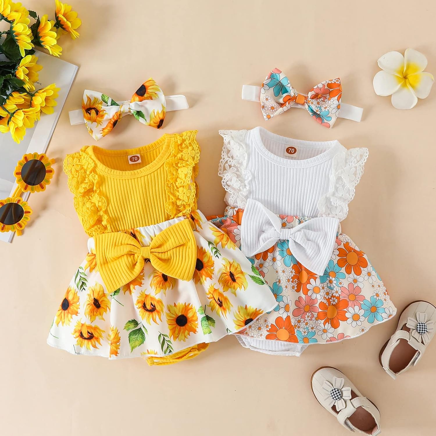 Baby Girl Clothes Newborn Romper Dress Infant Lace Ruffle Sleeveless Summer Outfits with Headband 0-12 Months - Image 9