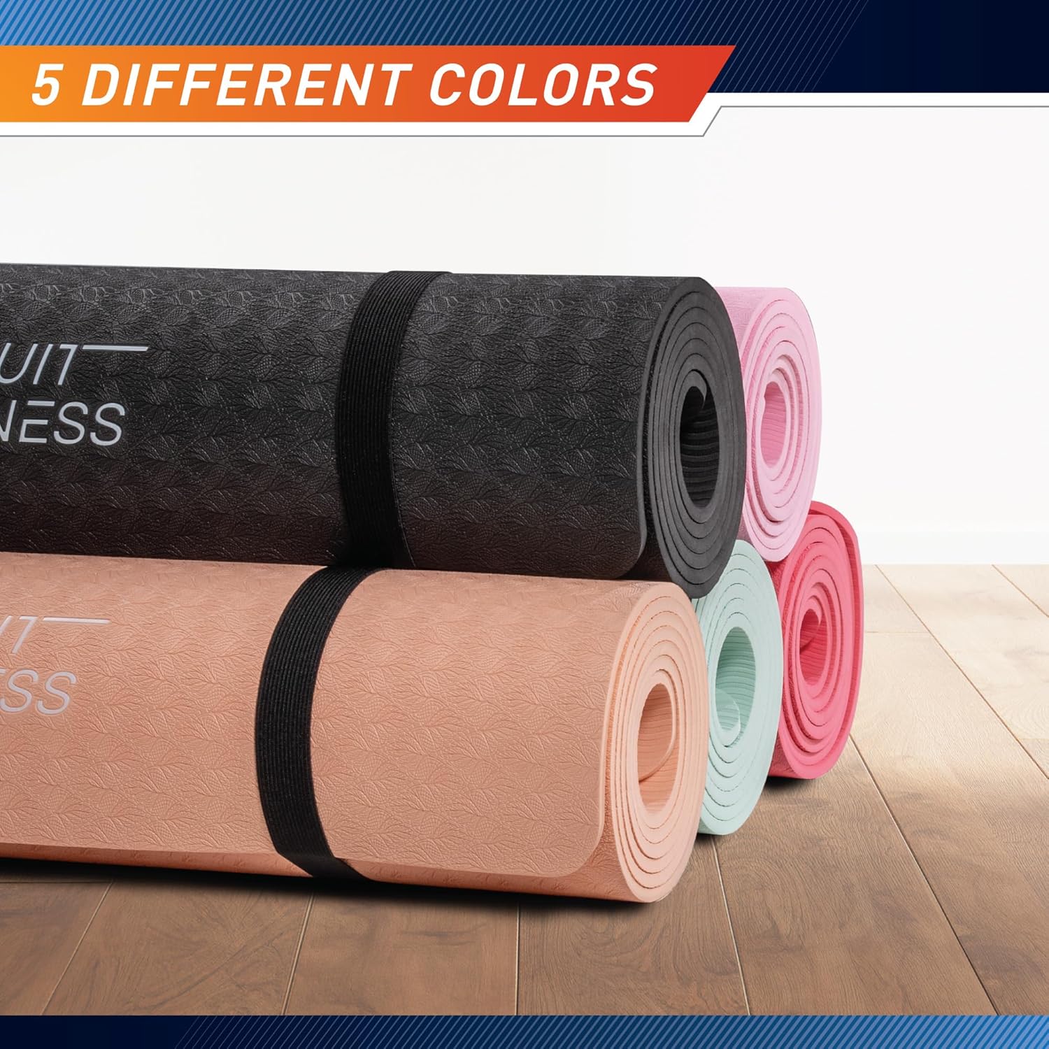 Circuit Fitness by Marcy Non-Slip Multi-Purpose Exercise Yoga Mats with Carrying Strap Multi-Thickness, Multi-Color Options - Image 3
