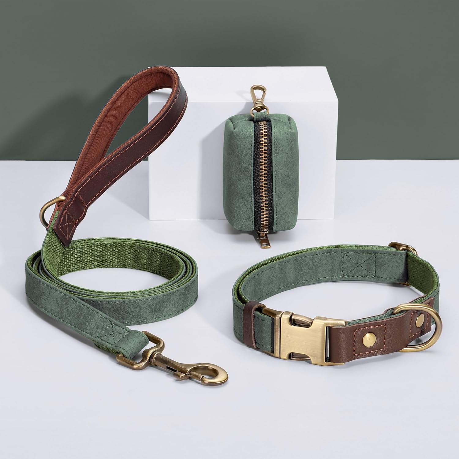Didog Soft PU Leather Dog Collars for Small Dogs,Classic Adjustable Dog Collars with Quick Release Metal Buckle,Easy Clean and Comfortable with Nylon Lining,Green,S Neck 11-15" - Image 5