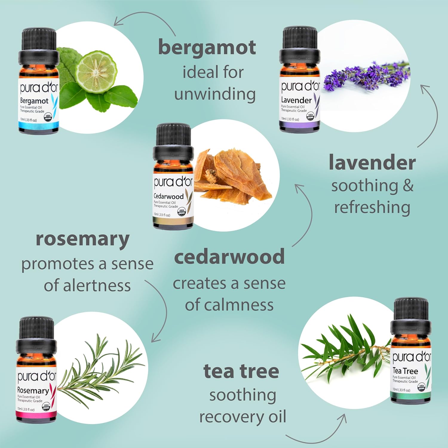 PURA D'OR Organic Sweet16 Essential Oils Set - 16x 10mL Wood Box Aromatherapy Gift Set - 100% Pure Therapeutic Grade for Relaxation and Wellness (Lavender, Rosemary, Turmeric, Ylang Ylang & More) - Image 3