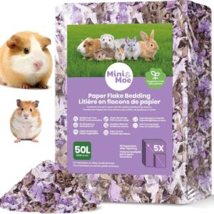 mini&moe Hamster Bedding 50L: Dust-Free and Odor Control Moisture Absorbent Natural Paper Small Pet Bedding – for Guinea Pigs, Hamsters, Chinchilla,Rabbits,Rat,Ferret, and Gerbil, 50 Liters