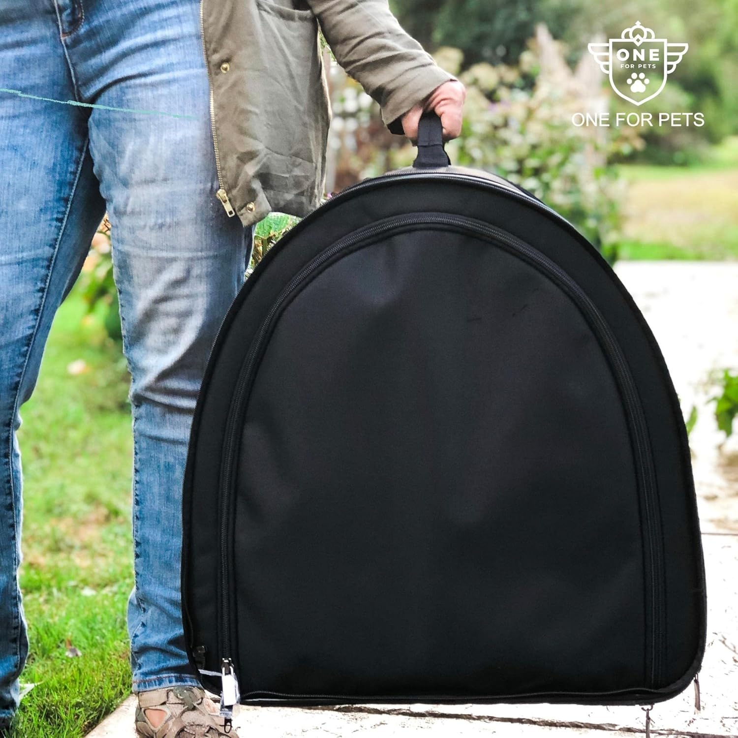 One for Pets Portable 2-in-1 Double Pet Kennel/Shelter, Fabric, Black 20"x20"x39" - Car Seat-Belt Fixture Included - Image 6