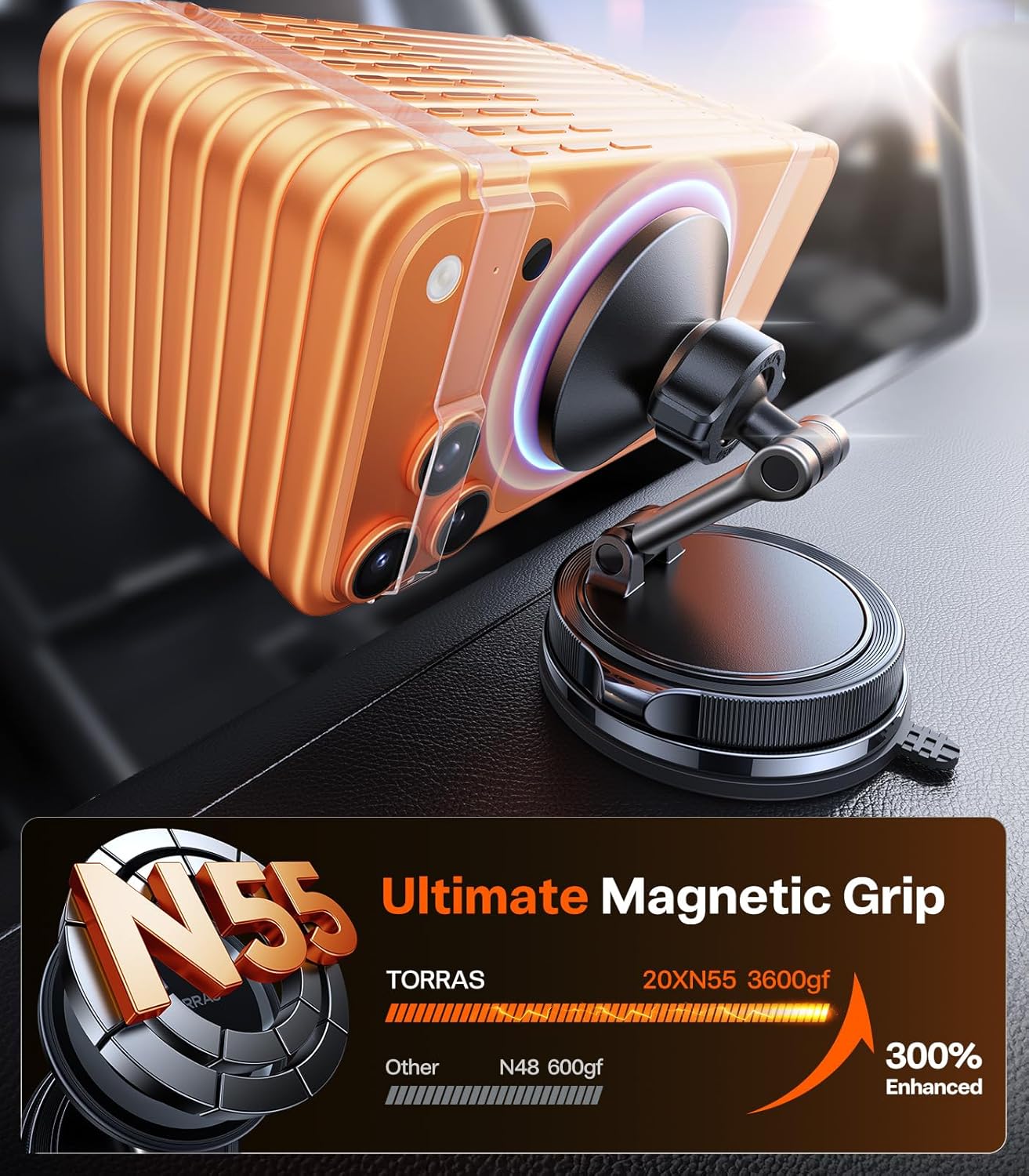 TORRAS 2026 Vacuum for Magsafe Car Mount【98+LBS Strongest Suction & Ultra Magnet】 Magnetic Phone Holders for Your Car, 360° Adjustable Car Phone Holder Mount for iPhone 17 Pro Max 16 15 14 13 12 - Image 5