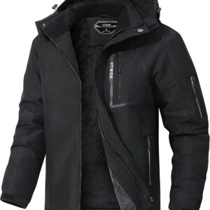 Men’s Ski Jacket Winter Warm Snow Coat Waterproof Windbreaker Hooded Work Outerwear Snowboarding Jackets