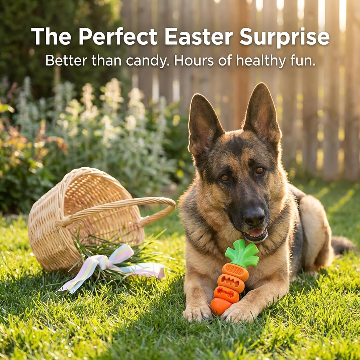 Frienhund Tough Dog Toys for Aggressive Chewers Medium to Large Breed, Indestructible 7" Nylon & Rubber Carrot, Bacon Flavored Dental Chew Toy for Boredom, Easter Basket Stuffers for Dogs (20-70 lbs) - Image 8