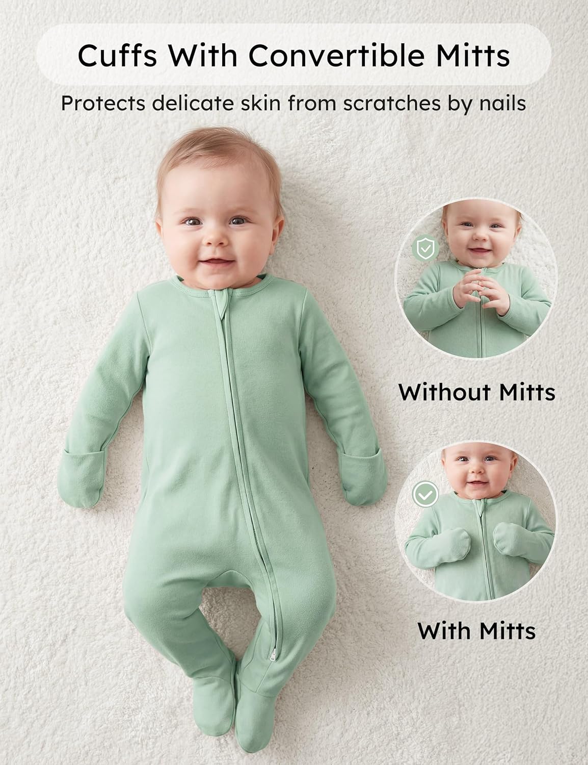 Yoofoss Baby Pajamas 100% Organic Cotton Baby Sleepers for Newborn 0-3 3-6 6-9 Months Boys Girl Clothes 3pcs Footed PJs - Image 4