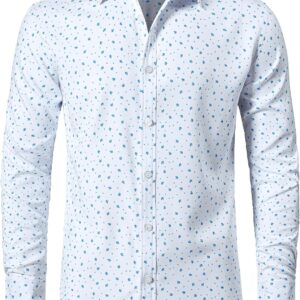 JOTOOK Mens Printed Dress Shirts Long Sleeve Button Down Shirts Stretch Business Casual Shirt