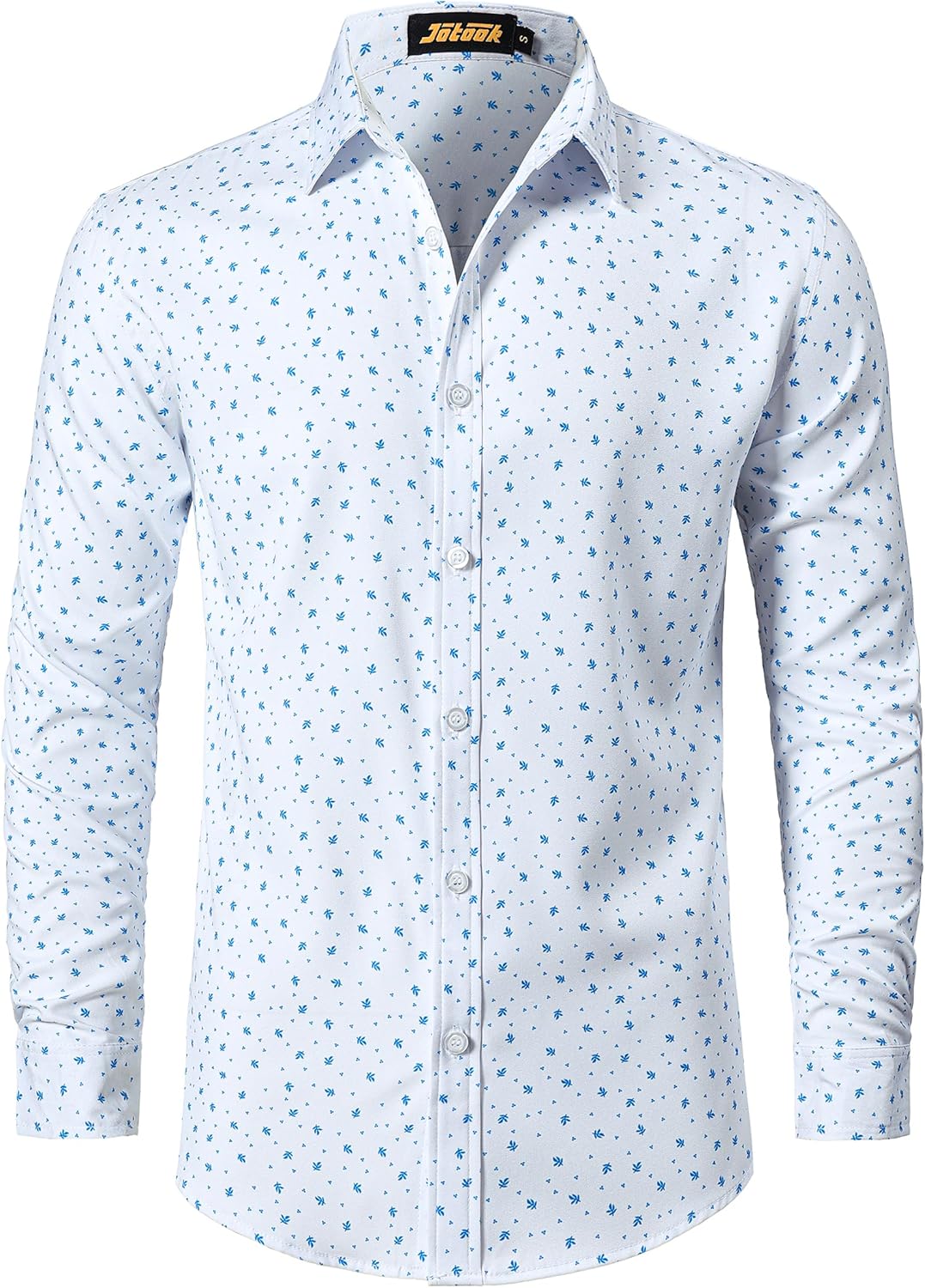 JOTOOK Mens Printed Dress Shirts Long Sleeve Button Down Shirts Stretch Business Casual Shirt