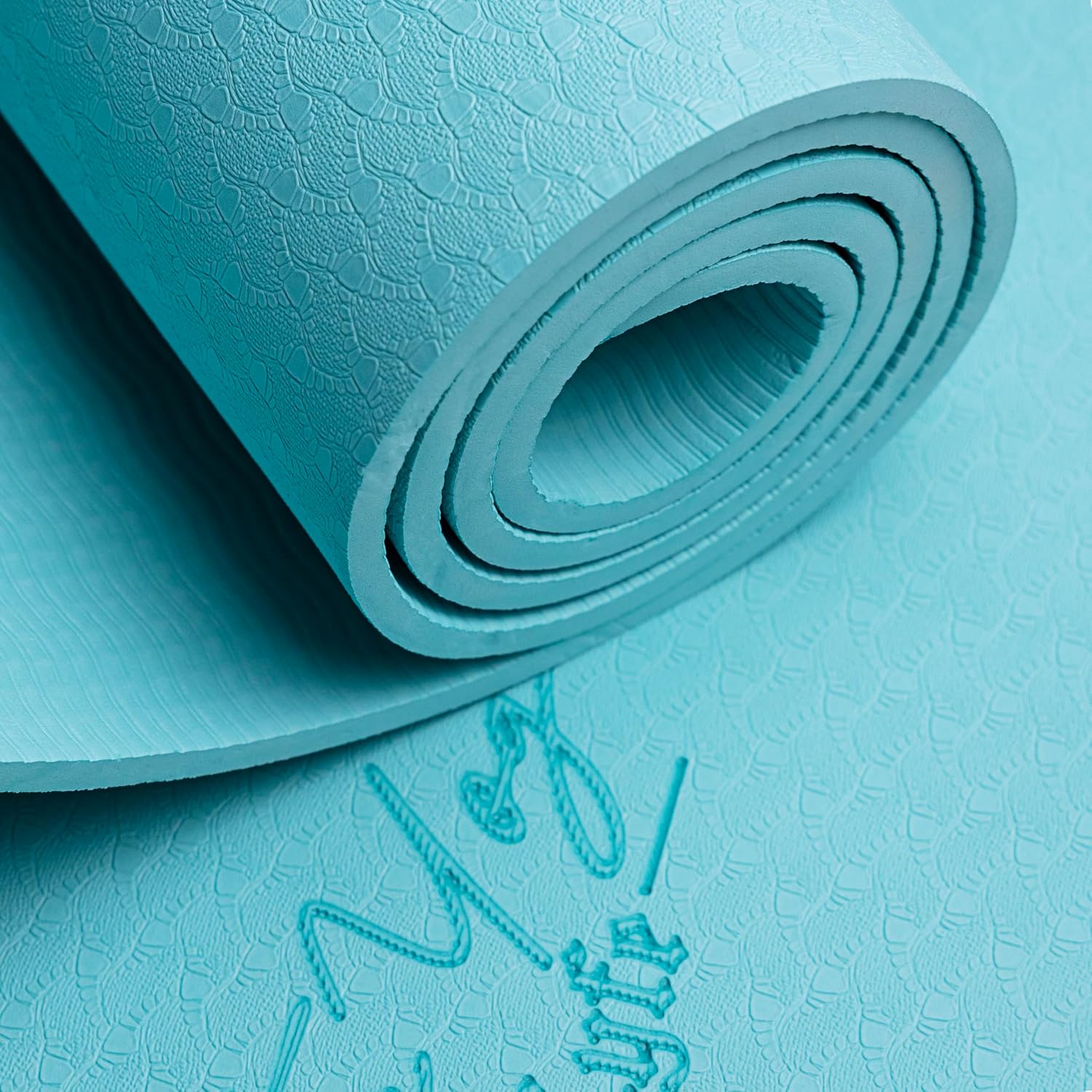 Yoga Mat – Laser-Engraved Affirmation, Non-Slip Eco TPE, 72" x 24" x 6mm, Lightweight Blue Mat for Mindful Movement and Recovery – FINAL CLEARANCE - Image 7