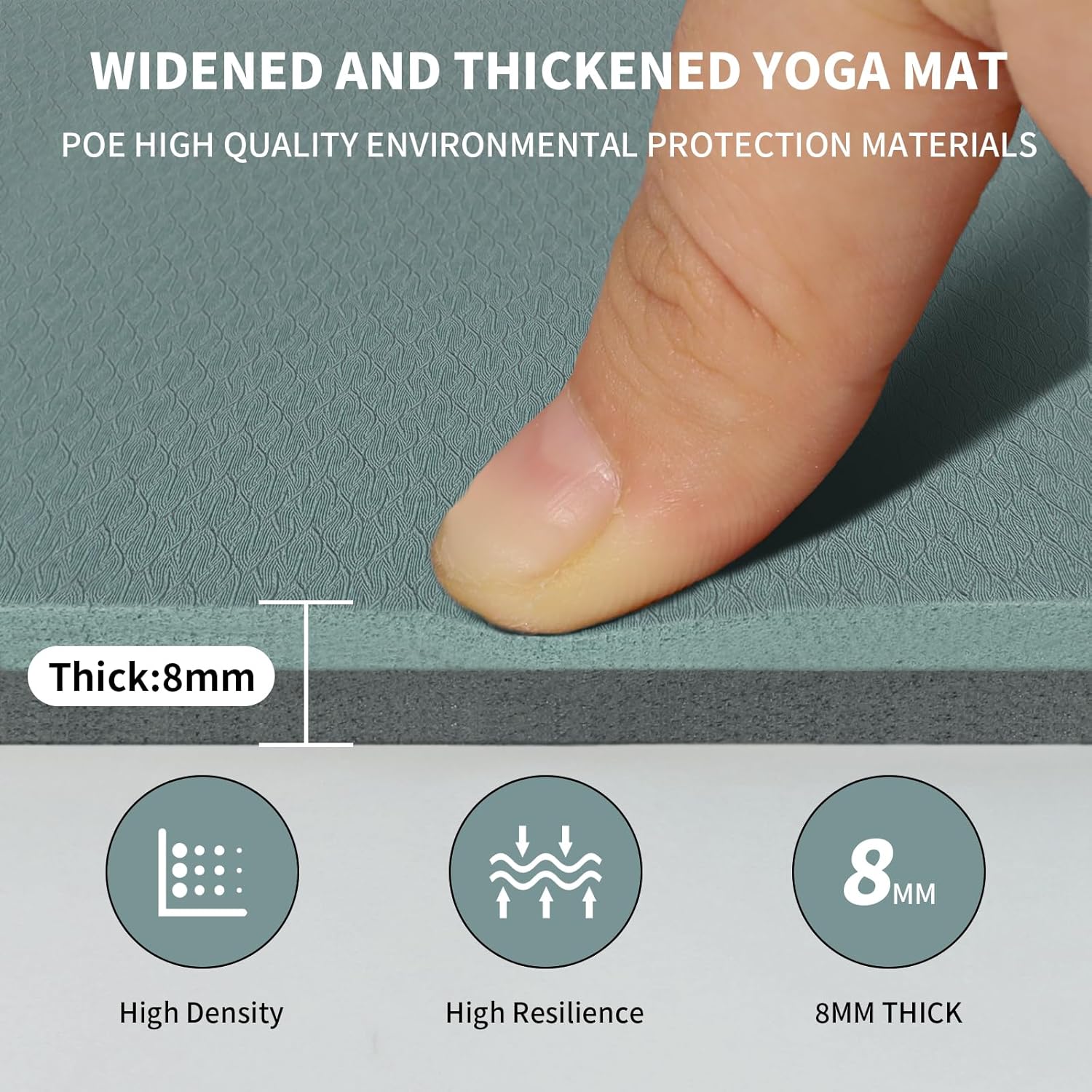 Large Yoga Mat (6'x 4') - Extra Long and Wide Workout Mat for Men and Women, Non-Slip POE 0.32''/0.4'' Thick Fitness Mat, Eco-Friendly Exercise Mat for Home Workouts, Ideal for Yoga and Pilates - Image 5
