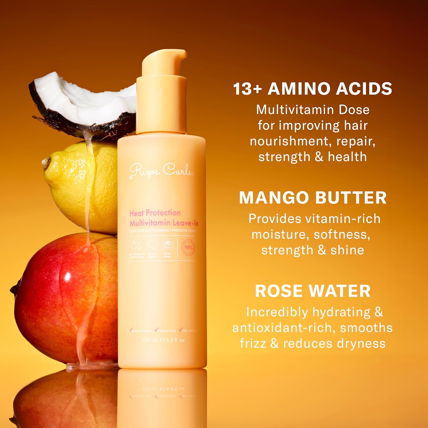 Rizos Curls Multivitamin Leave-In Heat Protection Up to 450°F – Strengthen, Repair & Add Shine to Straight, Wavy, Curly, Coily Hair Types 1a–4c – Sulfate & Paraben Free - Image 8