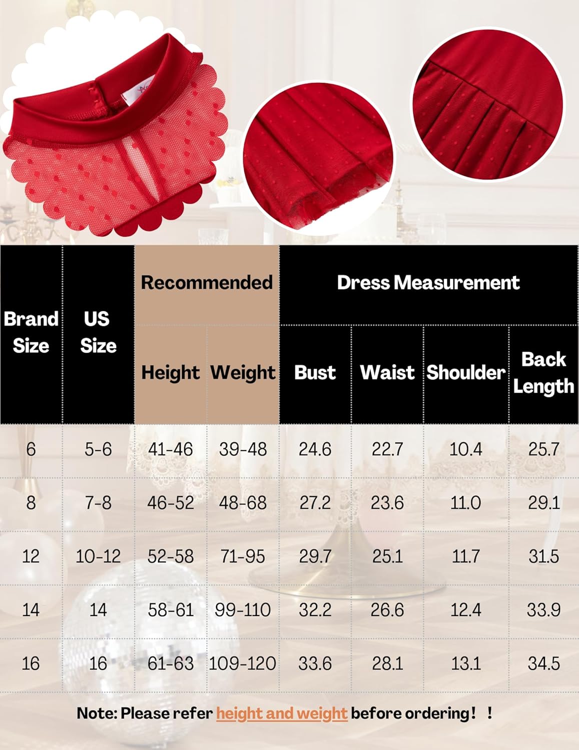 Arshiner Girls Dresses Contrast Mesh Puff Long Sleeve Mock Neck Formal Party A Line Short Tulle Dress - Image 7
