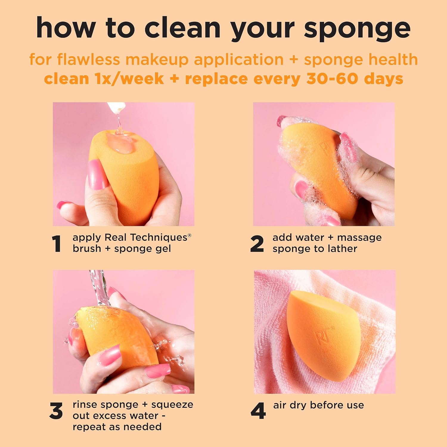 Real Techniques Mini Miracle Complexion Sponge 4 Pack, Small Makeup Blending Sponges, For Foundation & Concealer, Mini Size for Under Eyes & Touch-Ups, Travel Friendly, Natural Makeup, Latex-Free - Image 10